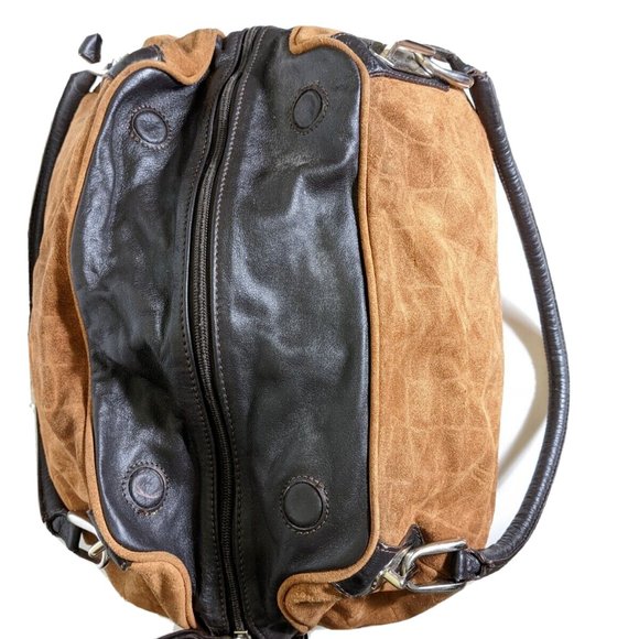 Innue Brown Suede Leather Carryall Hobo Oversized Bag Large Purse Lizard Print - Picture 4 of 11